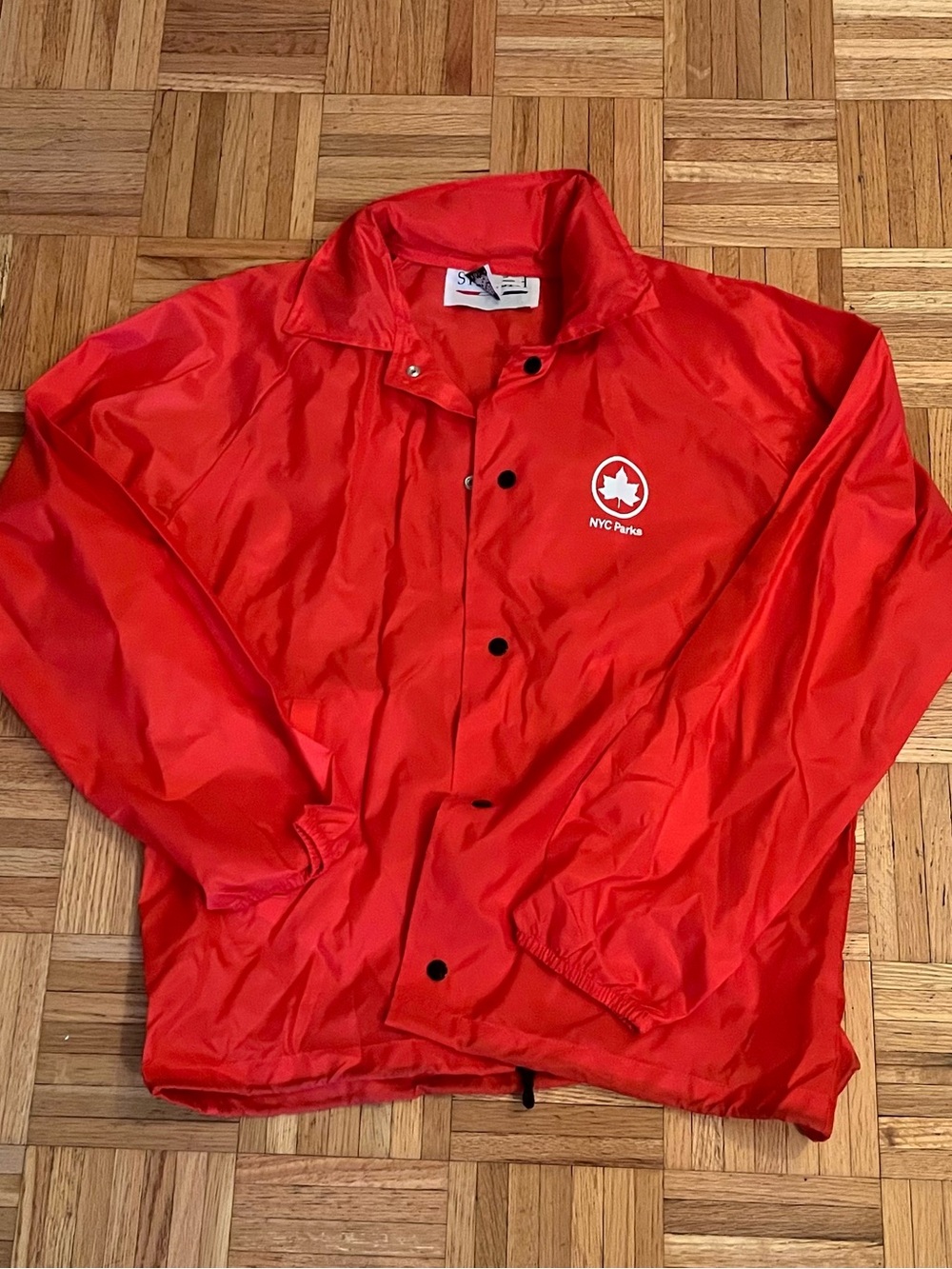 NYC Parks Department Lifeguard Red Windbreaker Jacket Vintage